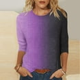 thumbnail image 2 of YUGYXL Gradient Color Shirts for Women 3/4 Sleeve Tshirts Plus Size Tops Lounge Crew Neck Lightweight Cozy Tees Ladies Tunics Fit Clothes, 2 of 5