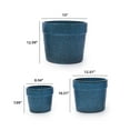 thumbnail image 2 of 3 Pieces Ceramic Flowerpot, Modern Planter for Patio, outdoor areas or Windowsills - Antique Blue | Durable antique blue ceramic planters with built-in drainage, perfect for indoor or outdoor decor, 2 of 13