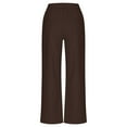 thumbnail image 4 of HBYJLZYG Straight Wide Leg Pants, Cotton Linen Pants For Women Solid Color Elastic Waist Versatile Leisure Full Length Pants With Pocket, 4 of 5