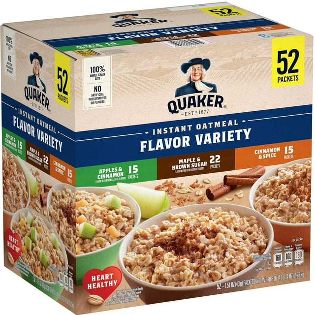 Quaker Instant Oatmeal Variety Pack, 1.51 oz., 52 pk.