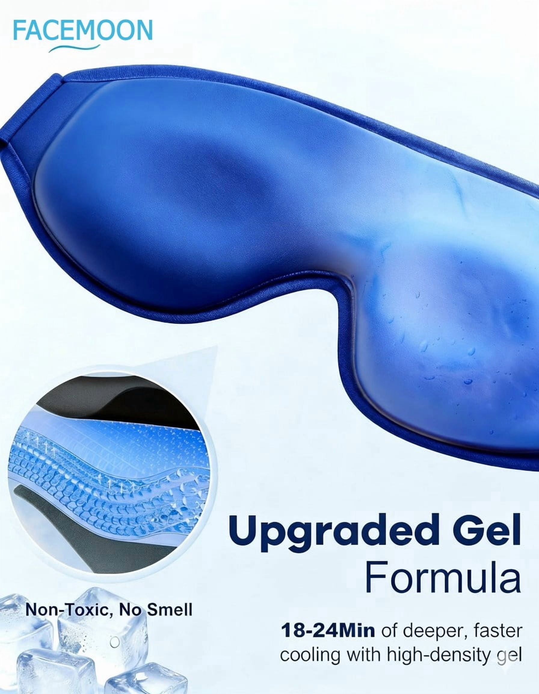 Contoured Eye Mask for Puffy Eyes: Cooling Gel Ice Compress for Dark Circles, Sinus Pain & Eye Strain, Reusable Cold Relief, Fits All Head Sizes, Daily Eye Care