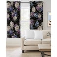 thumbnail image 2 of Spring Flowers Blackout Curtains for Bedroom Living Room, Blue Purple White Rose Floral Plant Black 90 In Long Thermal Insulated Room Darkening Drapes Grommet Window Treatments, 52 x 90 In, 2 of 9