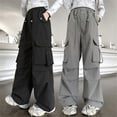 thumbnail image 5 of XXWXYD Clearence Girls Oversized Denim Overalls Vintage Wash Wide Leg Jumpsuits Big Kids 12-16 Years Urban Streetwear with Tool Pockets Skatepark Essentials, 5 of 9