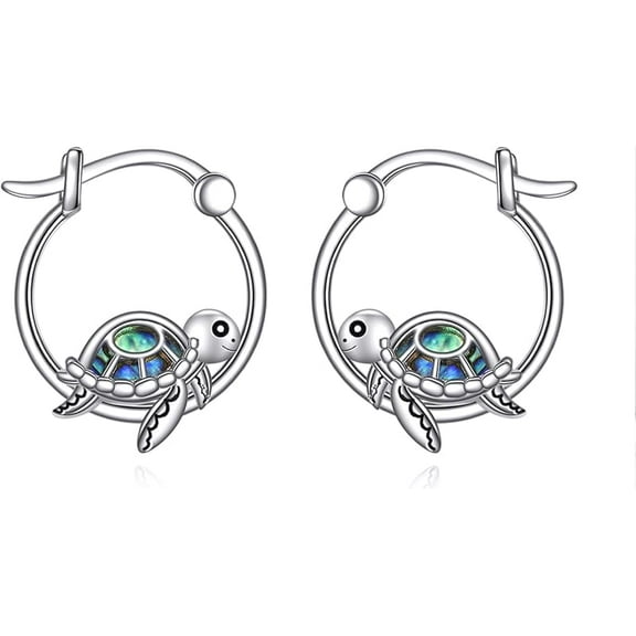 DOLIOX Turtle Earrings 925 Sterling Silver Cute Animal Hoop Earrings Animal Jewelry for Women Animal Lover