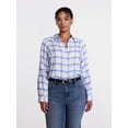 thumbnail image 2 of Scenario Women's Plaid Shirt with Long Puff Sleeves, Sizes XS-XXXL, 2 of 6