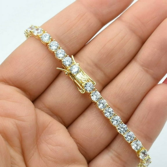 Mangal Jewels 9Ct Round Cut Diamond Tennis Womens 7 Inch Bracelet 14K Yellow Gold Plated