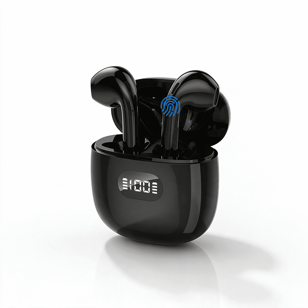 Wireless Earbuds, Bluetooth Headphones, 60H Playtime Dual LED Display, Bluetooth5.4 Technology, IPX7 Waterproof, in Ear Earphone with Mic for iPhone Android Phone, Black