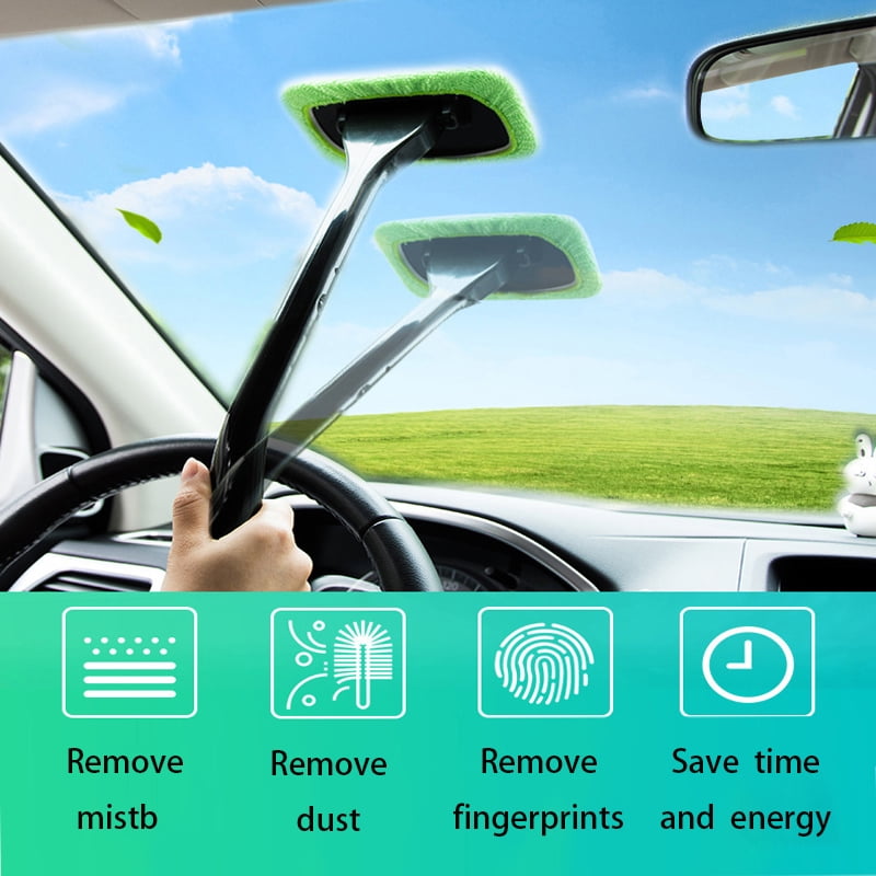 Windshield Clean Fast Easy Shine Long Handle Microfiber Cleaning Tools