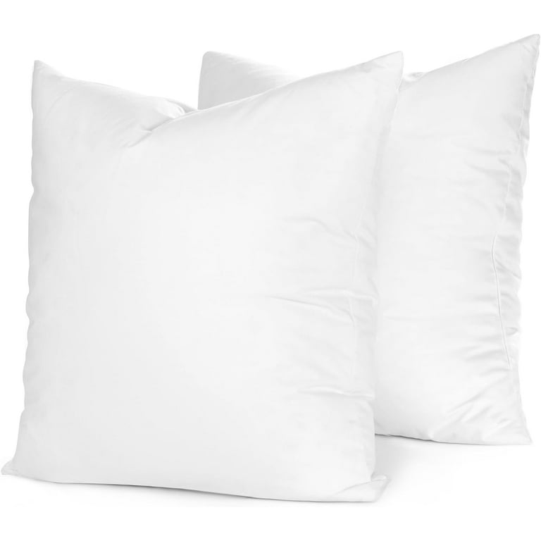 White Goose Down and Feather Fill Decorative Throw Pillow Insert – Square  Designer Pillows – Fluffy Euro Pillow Cushion Insert for Bed and Couch-  Made in USA – Continental Bedding