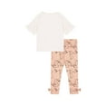 thumbnail image 2 of HILEELANG Toddler Girl Easter T-Shirt Leggings Outfit Set Summer Cotton White Pink Bunny Rabbit Ruffle Short Clothing Sets 4T, 2 of 3