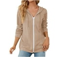 thumbnail image 6 of Lovskoo Women's Zipper Sweatshirt Hoodie with Pocket Long Sleeve Loose Jacket Outerwear Coat Khaki, 6 of 7