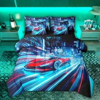 Castle Fairy Red Car Boy Twin Bedding Sets,Extreme Sport Bedding Comforter Set