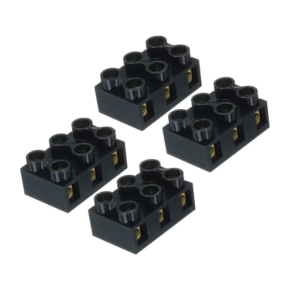 Uxcell Terminal Block 3 Positions 500V 10A Dual Row Screw Terminals Barrier Strip Wire Connector 4Pcs
