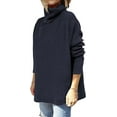 thumbnail image 2 of Femmes Col Roulé Surdimensionné 2022 Manches Longues Chauve-Souris Renversé Ourlet Tricot Pull-Over, 2 of 4