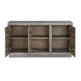 thumbnail image 5 of Benzara Herringbone Pattern Wooden Sideboard with Three Door Cabinets, Rustic Latte Gray, 5 of 6