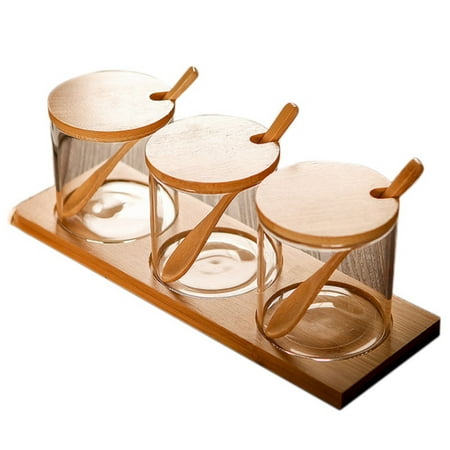 

Condiment Jars with Lids and Spoons Set of 3 Spice Jars