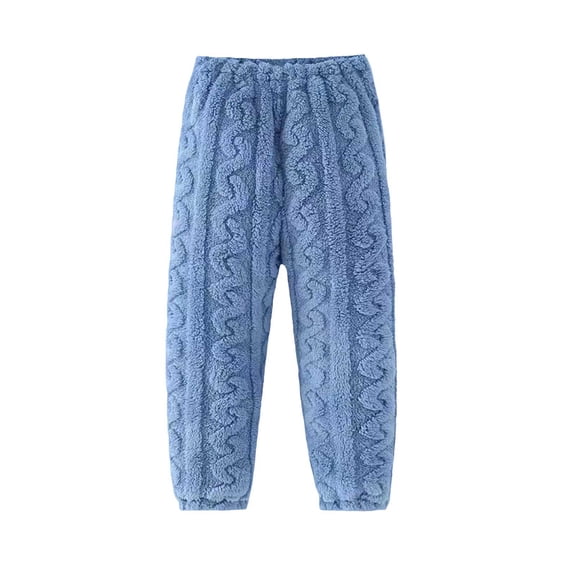 FAIWAD Kids Plush Lounge Pants Elastic Waist Cable Knit Fleece Pants Boys Girls Soft Fall Winter Wear