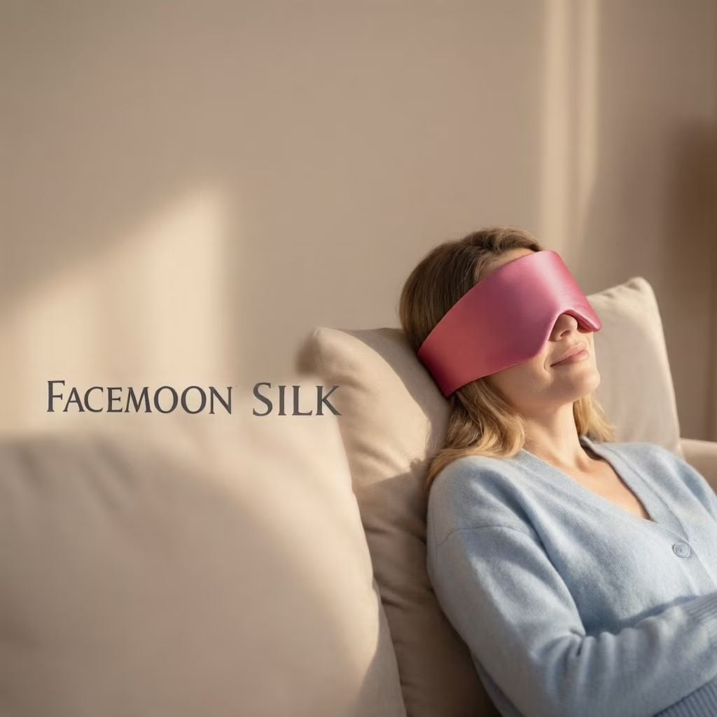 FACEMOON Ultra Slim 22 Momme 100% Mulberry Silk Eye Mask, Adjustable