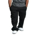 thumbnail image 1 of Men Fleece Sweatpants Cargo Trousers Drawstring Athletic Gym Workout Running Pants with Pocket Black XL, 1 of 6