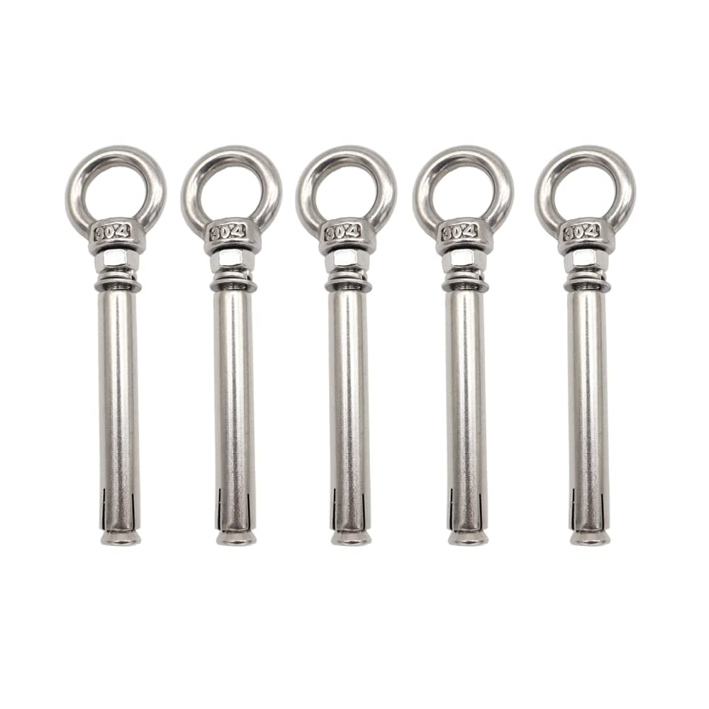 M6x80mm Ring Lifting Expansion Anchor Eyebolt Pack Expansion Bolts  Ceiling Hook Heavy Duty Bolts Anchor Fastener 304 Stainless Steel for  Concrete Brick Wall