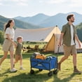 thumbnail image 2 of Outsunny Small Collapsible Folding Wagon Cart, Utility Garden Cart, Blue, 2 of 10