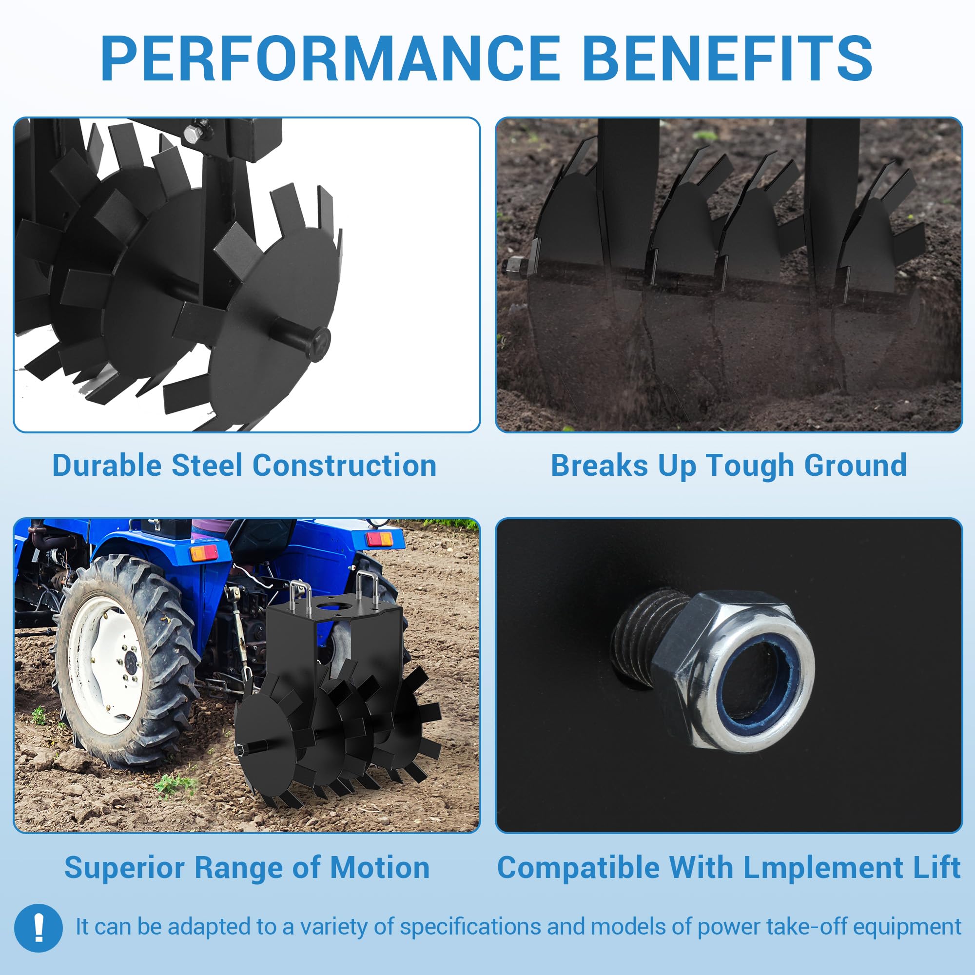 Luku 32 Inch Heavy-Duty Disc Plow Harrow with Universal 2 Inch Hitch, Adjustable Height, ATV UTV Tow-Behind, Hard Soil and Orchard Trenching Tool, Deep Tilling Equipment
