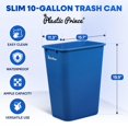thumbnail image 3 of WBTER 10 Gallon Trash Can Blue Recycle Bin for Kitchen Bathroom Office Garbage Can Fits Under Desk Cabinet Sink, High Plastic Waste Basket 19.9" H x 15.7" W x 11.3" D, 3 of 9