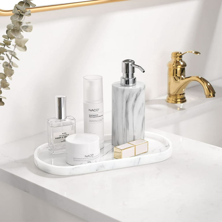 Janxin Vanity Tray, Bathroom Tray, Soap Dispenser Tray for Bathroom,  Kitchen and Home Decor(Acacia-Small)