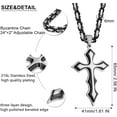 thumbnail image 5 of Leander Men's Stainless Steel Large Jesus Christ Cross Pendant Necklace With Byzantine Chain 22 24 26 inch,Black/Gold/Silver, 5 of 6