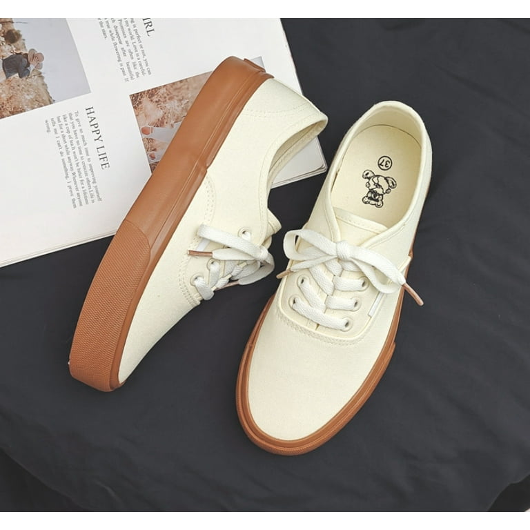 Women's Low Top Canvas Walking Shoes Lace-up Fashion Sneakers