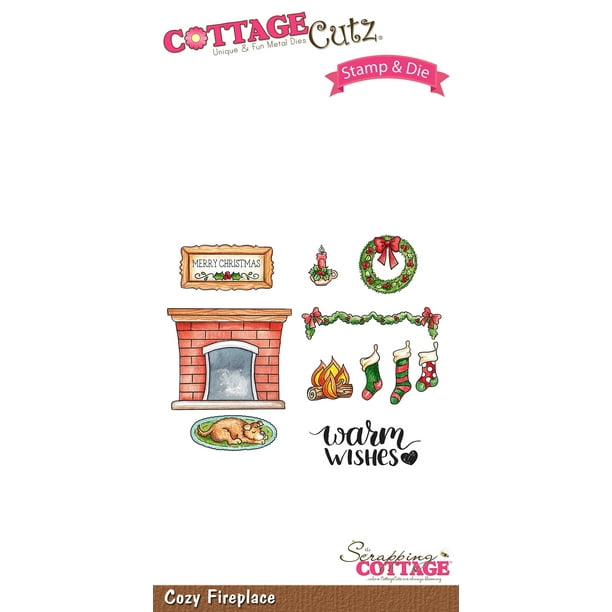 Cottagecutz Stamp & Die Set-Cozy Cheminée