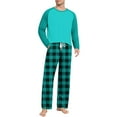 thumbnail image 4 of Fmbrln Mens Pajamas Sets 2 Piece Outfits Long Sleeve Crew Neck Shirts Tops and Drawstring Elastic Waist Plaid Pajamas Pants Sets Comfy Home Sleepwear Sets, 4 of 8