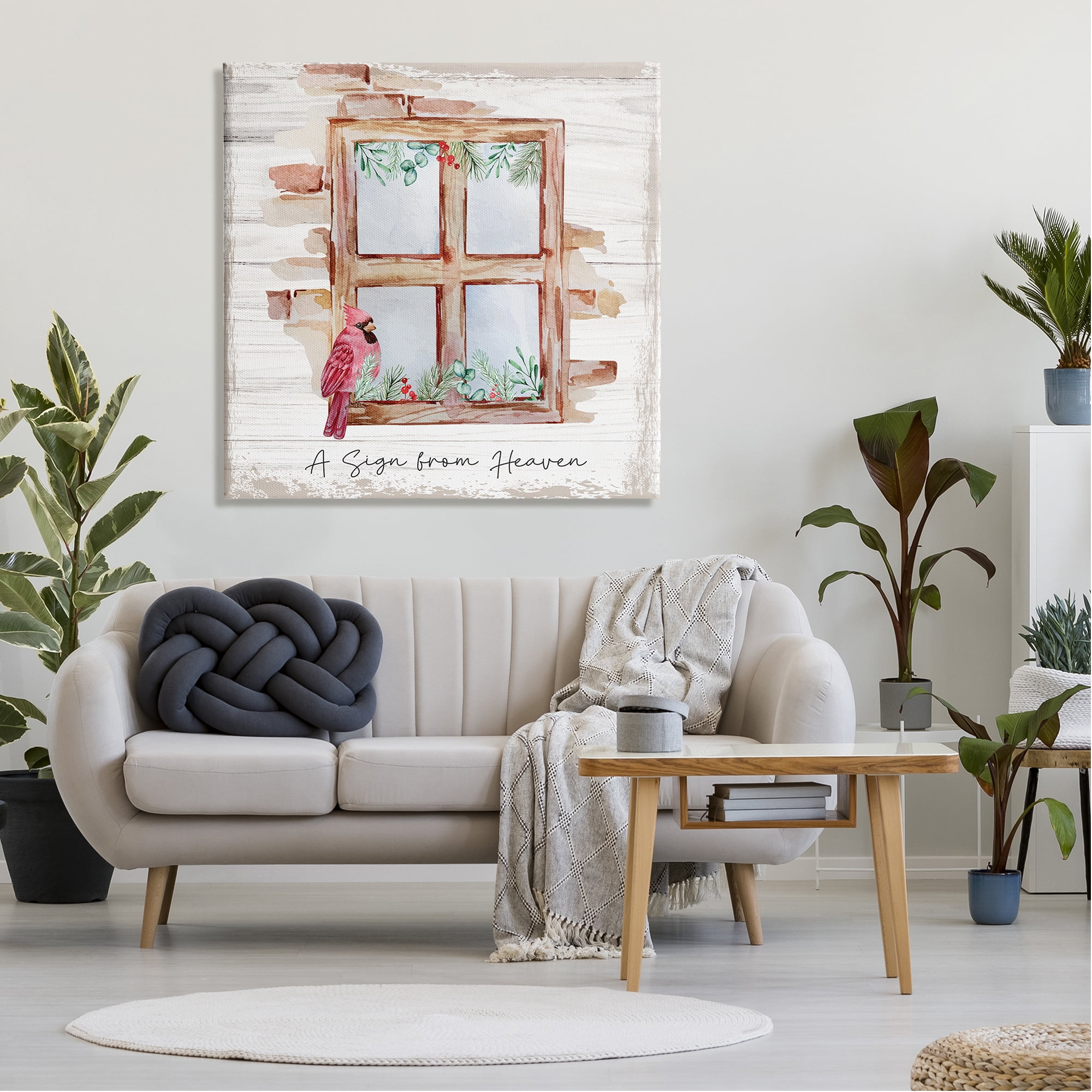 Stupell Sign From Heaven Perched Cardinal Animals & Insects Painting Gallery Wrapped Canvas Print Wall Art