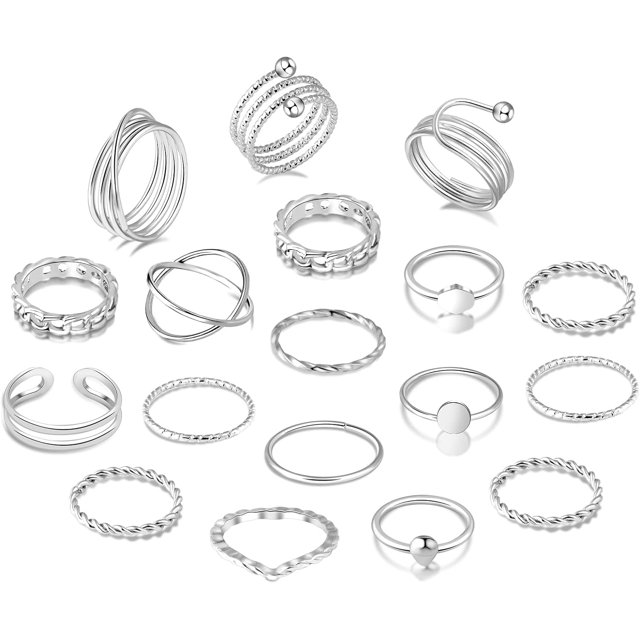 18-31 Piezas Anillos de Nudillos para Mujeres Conjuntos de Anillos Apilables Niñas Anillos de Dedo Articulados Vintage Juego de Anillos de Oro para Mujeres Hombres Anillos de Cristal con Flores Tallad