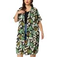 thumbnail image 2 of Women's Plus Size Cardigans Floral Split Hem Casual Cardigan Black 2X, 2 of 7