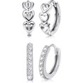 thumbnail image 1 of 2Pairs Sterling Silver Small Hoop Earring Cubic Zirconia Cartilage Pierced Cute Huggie Tiny Hoops Earring, 1 of 7