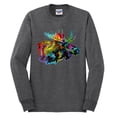 thumbnail image 2 of Wild Bobby, Colorful Rainbow Moose Head Wildlife Animal Lover Mens Long Sleeve Shirt, Heather Black, Medium, 2 of 3