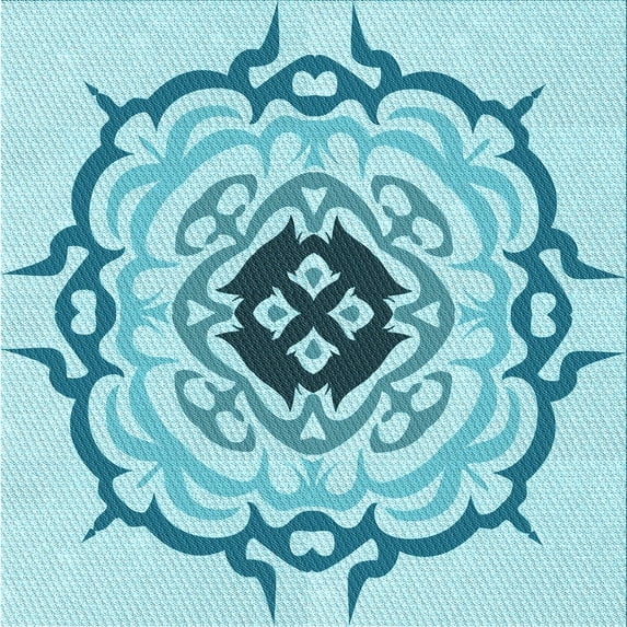 Ahgly Company Indoor Square Patterned Electric Blue Area Rugs, 7' Square