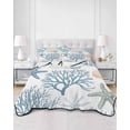 thumbnail image 3 of Blue Coastal King Size Down Alternative Comforter, Lightweight Comforter Quilt Bedding Set with Pillow Shams Nautical Coral Beach Starfish All Seasons Bed Comforter Duvet Insert 96"x106", 3 of 7