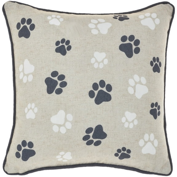 Nourison Pet Beds & Houses Emb Paw Prints Black 14" x14" Throw Pillow