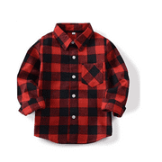 Little Boys Long Sleeve Roll Up Plaid Checked Shirt