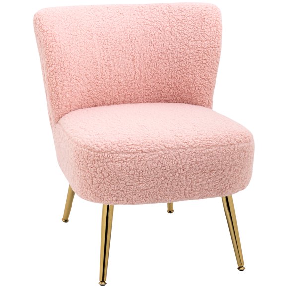 HOMCOM Accent Chair Side Chair for Living Room with Legs Pink