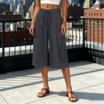 thumbnail image 5 of Miluxas Women's Plus Size Wide Leg Capri Pants High Waist Drawstring Business Casual Loose Cropped Culottes with Pockets Lightweight Breathable Gray, 5 of 6