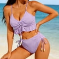 thumbnail image 6 of Homenesgenics Swim Suits for Women 2026 Tankini Bikini Women Solid Color Sexy Backless Strap Bikini Swimsuit Ruffled Flounce One Piece Swimwear Pink M, 6 of 6