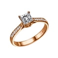 thumbnail image 2 of 3/4 CT Diamond Engagement Ring in 14K Rose Gold (I-J color,I1-SI2 clarity) Solitaire w Accents Cathedral Princess, 2 of 4