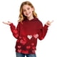 thumbnail image 3 of Camiseta con Capucha de Manga Larga Impresa de Color Del Día de San Valentín de la Niña con Insertos de Hombro, Suave 95% Poliéster 5% Spandex Top Casual, 3 of 6