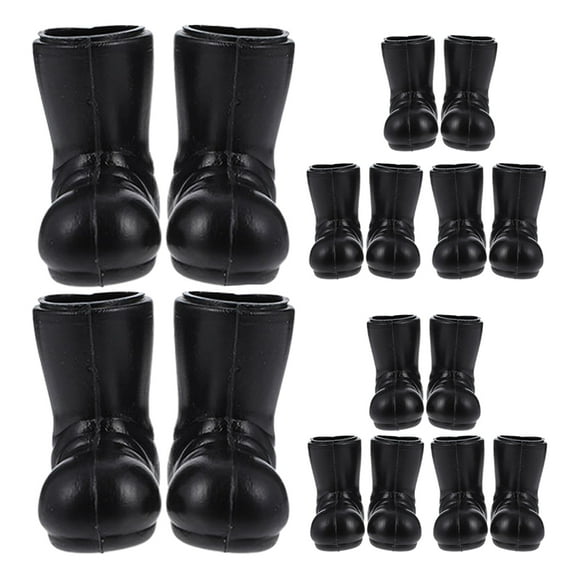 OUNONA Mini Christmas Shoes Black Plastic 8 Pairs