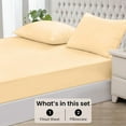 thumbnail image 3 of 1000 Thread Count 3 Piece (1- Fitted Sheet + 2- Pillow cover) Quality 15 Inch Deep Pocket 100% Egyptian Cotton Color Beige Solid Size Queen, 3 of 6
