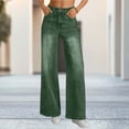 thumbnail image 2 of RYDCOT Women's Wide Leg Jeans High Waisted Stretchy Straight Leg Jeans Trendy Seamed Front Loose Denim Pants Army Green, 2 of 7