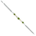 thumbnail image 3 of Gem Stone King 925 Silver and 10K Yellow Gold Green Peridot and White Lab Grown Diamond Bracelet for Women (2.14 Cttw, Gemstone August Birthstone, Cushion 6MM and 5MM , 6.5/7/7.5 inch, Made in Italy), 3 of 4